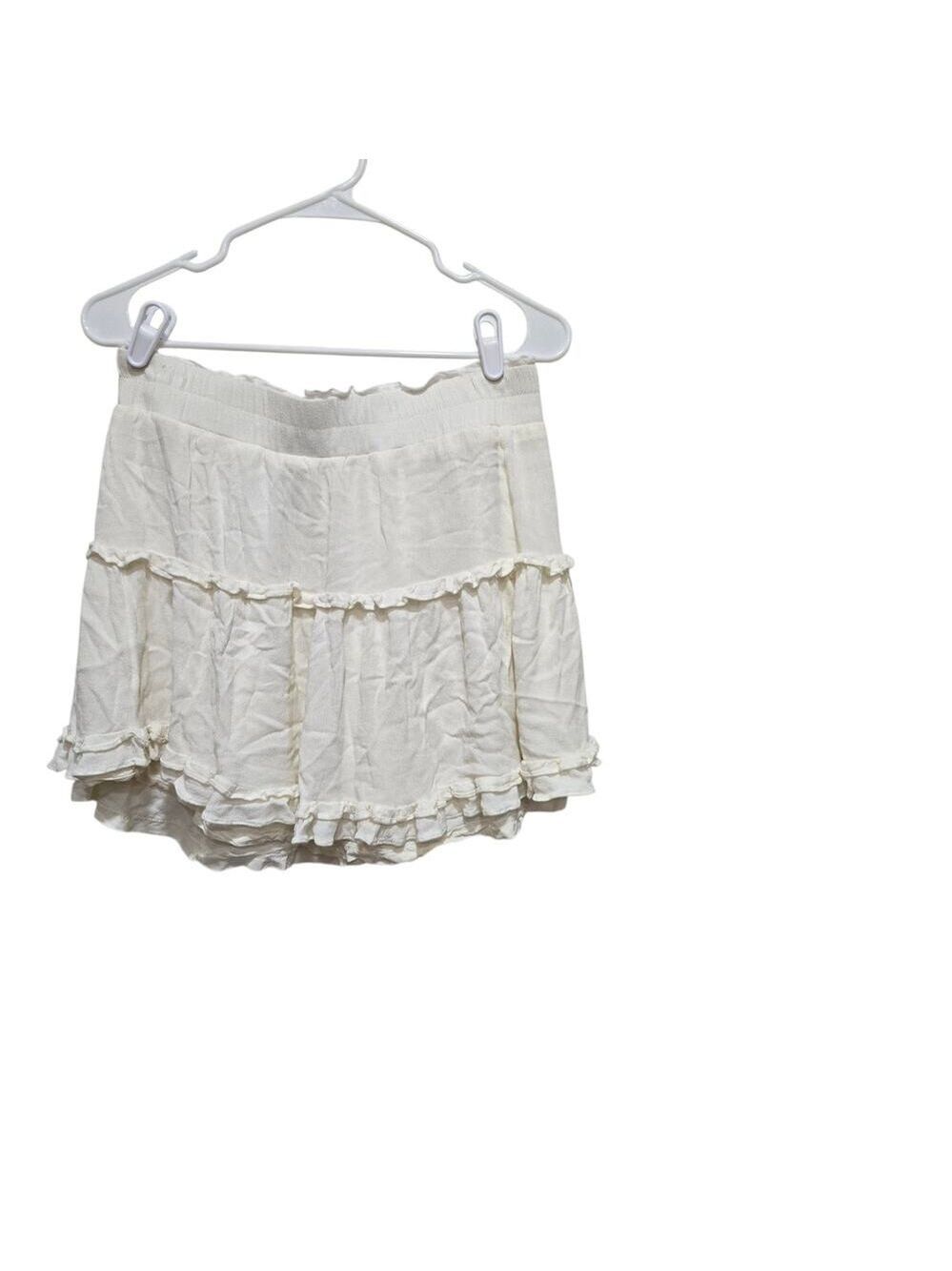 Lulus Ivory Tiered Ruffle Mini Skirt Boho Cottagecore Large